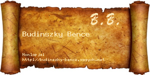 Budinszky Bence névjegykártya